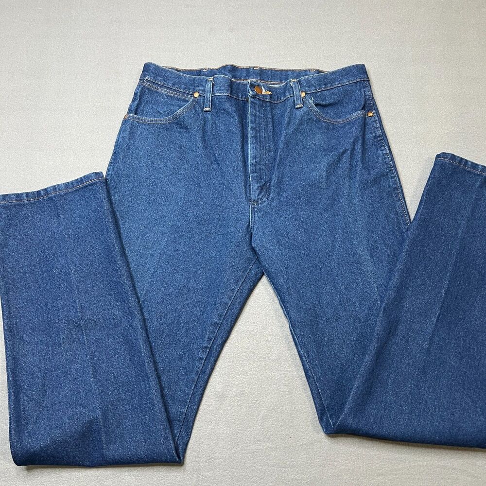 Wrangler Cowboy Cut Jeans Men 36 x 36 Blue Denim Dark Wash Classic Straight Leg